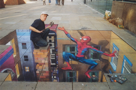 Spiderman to the Rescue by Julian Beever